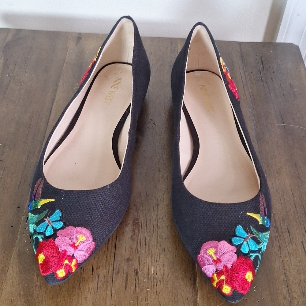 Nine West Embroidered Speakup Ballet Flats Size 7.5 - Picture 4 of 12